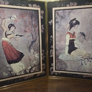 Elegant Asian-Inspired Wall Art Panels 22"×28" Signed By TC CHIU